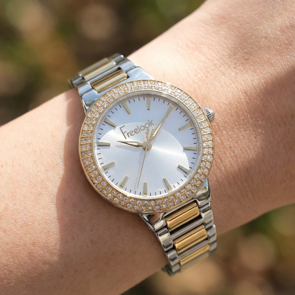 Freelook Charmant Silver and Gold Stainless Steel Watch for Women FL.1.10523-4