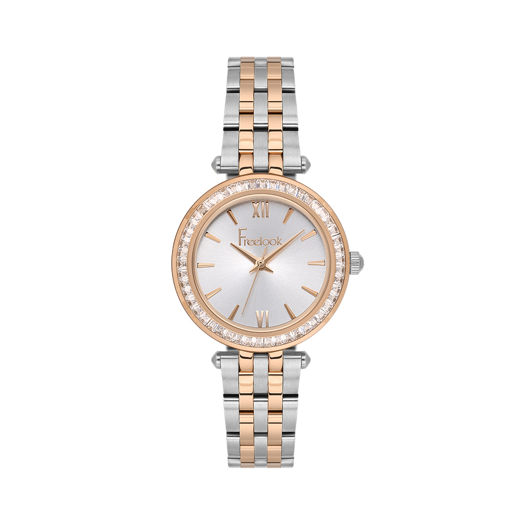 Freelook Lumiere Silver and Rose Gold Stainless Steel Watch for Women FL.1.10525-6