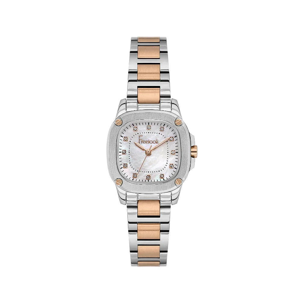 Freelook Jolie Silver and Rose Gold Stainless Steel Watch for Women FL.1.10531-5 - Daniel Klein Saudi Arabia