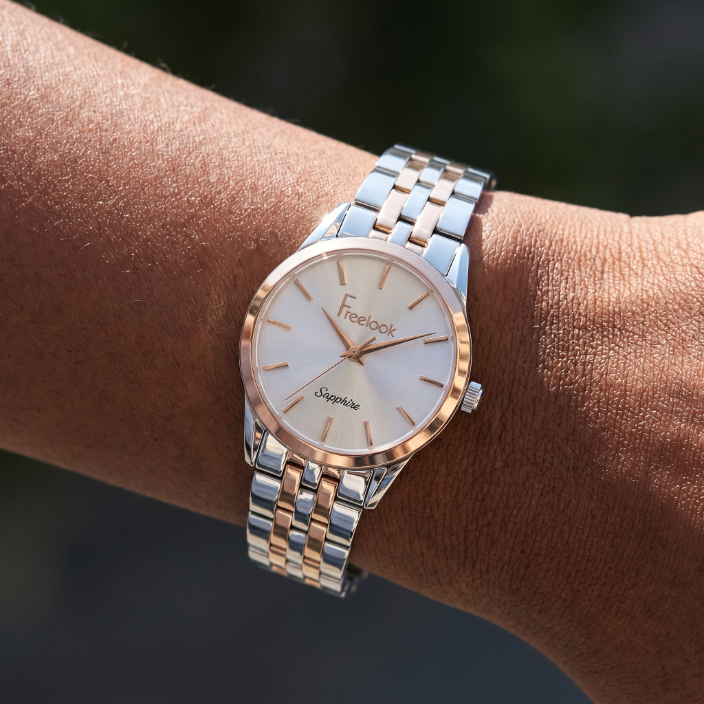 Freelook Naturelle Silver and Rose Gold Stainless Steel Watch for Women FL.1.10533-6