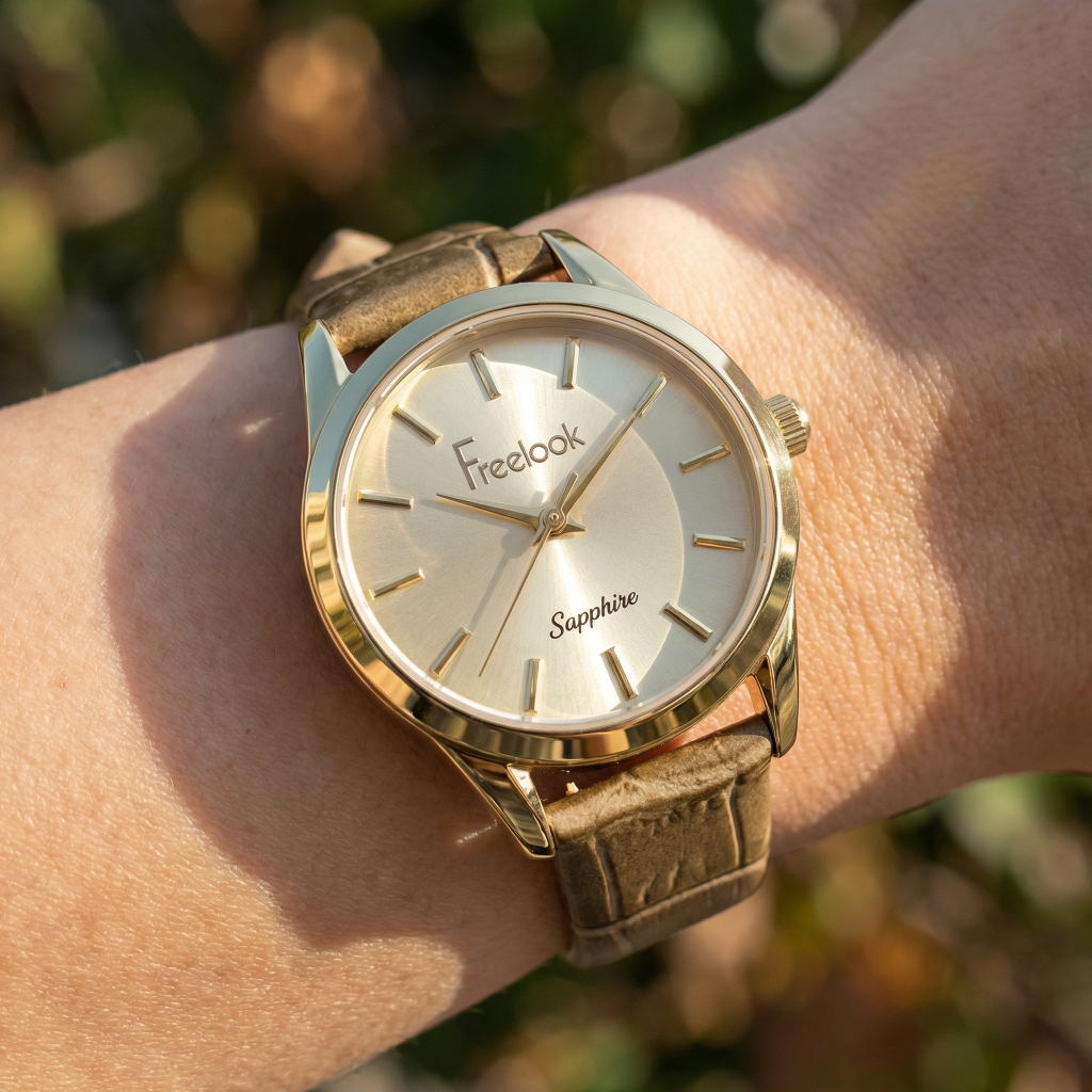 Freelook Naturelle Khaki Leather Watch for Women FL.1.10541-4