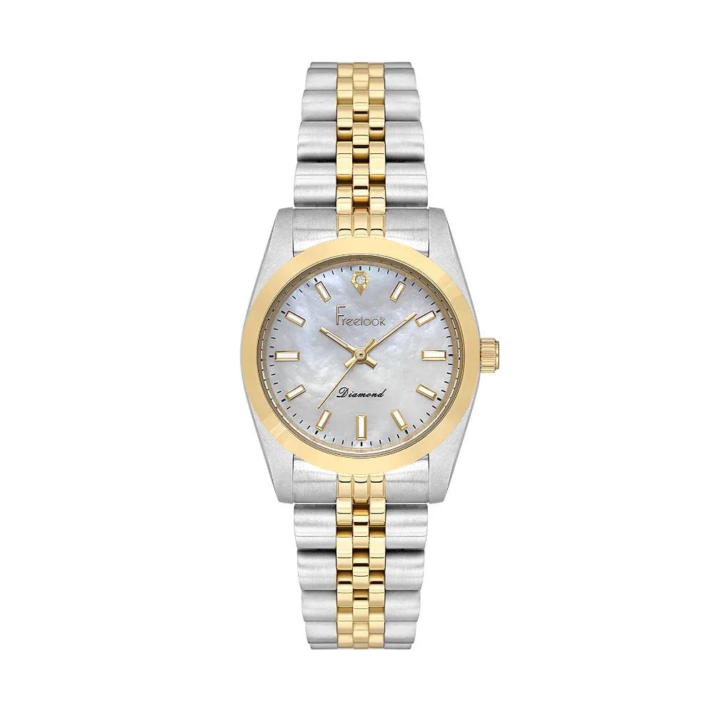 Freelook Naturelle Silver and Gold Stainless Steel Watch for Women FL.4.10004-4 - Daniel Klein Saudi Arabia