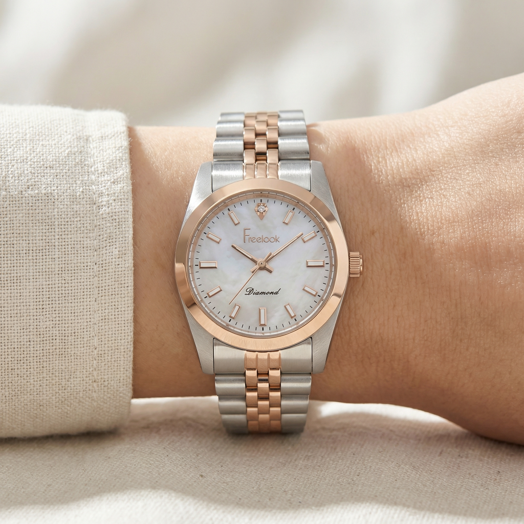 Freelook Naturelle Silver and Rose Gold Stainless Steel Watch for Women FL.4.10004-6