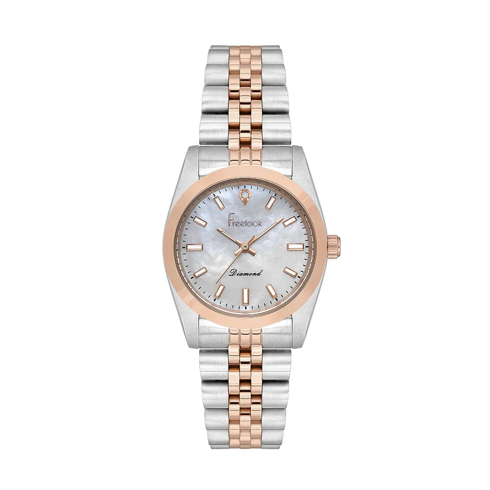 Freelook Naturelle Silver and Rose Gold Stainless Steel Watch for Women FL.4.10004-6 - Daniel Klein Saudi Arabia