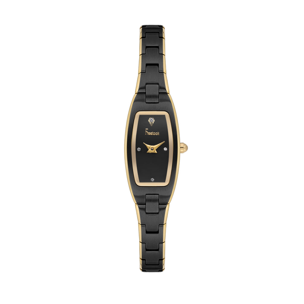 Freelook Jolie Black and Gold Stainless Steel Watch for Women FL.4.10019-6