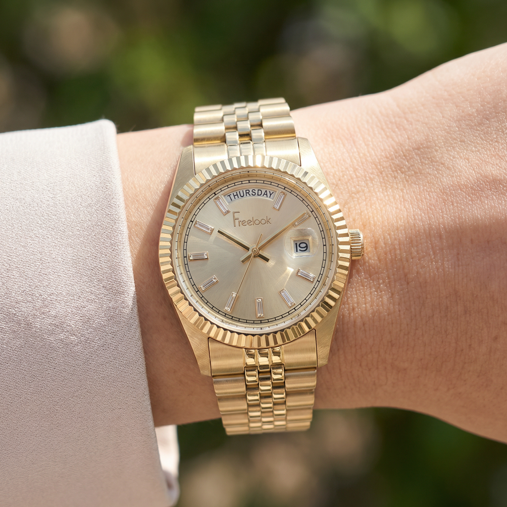 Freelook Jolie Gold Stainless Steel Watch for Women FL.4.10021-3