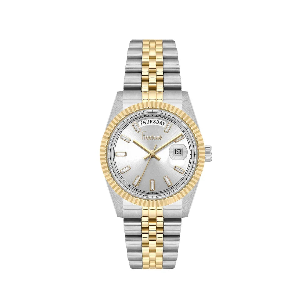 Freelook Jolie Silver and Gold Stainless Steel Watch for Women FL.4.10021-4 - Daniel Klein Saudi Arabia