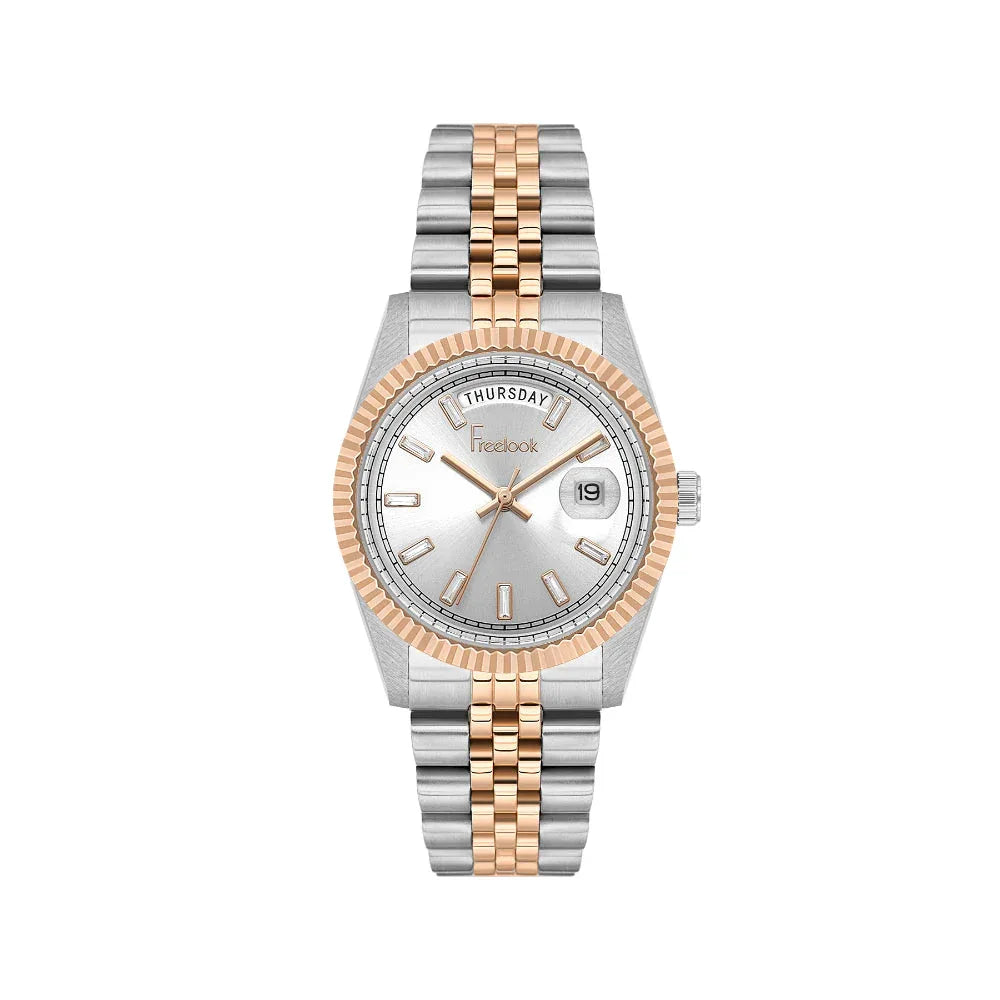 Freelook Jolie Silver and Rose Gold Stainless Steel Watch for Women FL.4.10021-6 - Daniel Klein Saudi Arabia