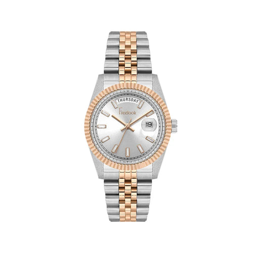 Freelook Jolie Silver and Rose Gold Stainless Steel Watch for Women FL.4.10021-6 - Daniel Klein Saudi Arabia
