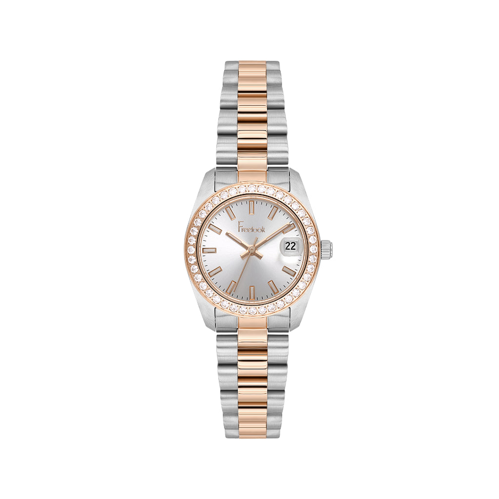 Freelook Lumiere Silver and Rose Gold Stainless Steel Watch for Women FL.4.10022-5