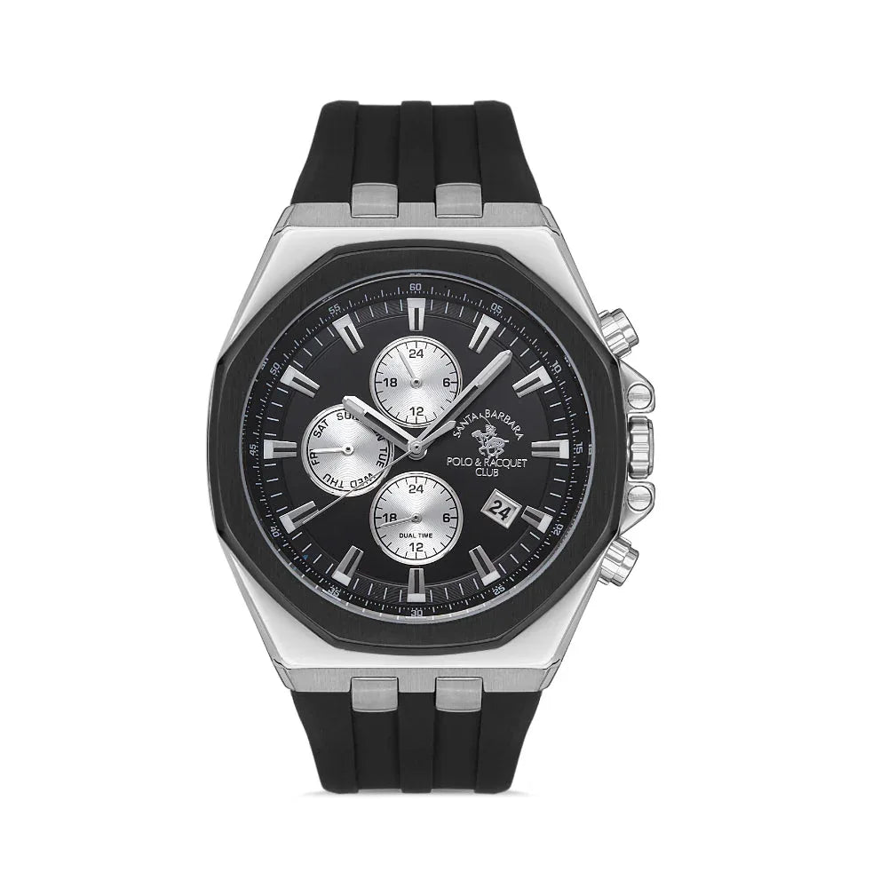 Santa Barbara Polo & Racquet Club Luxury Black Silicone Band Watch for Men SB.1.10432-2 - Daniel Klein Saudi Arabia