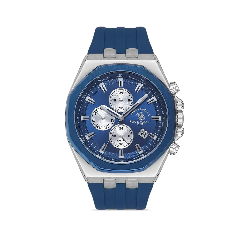 Santa Barbara Polo & Racquet Club Luxury Blue Silicone Band Watch for Men SB.1.10432-3 - Daniel Klein Saudi Arabia