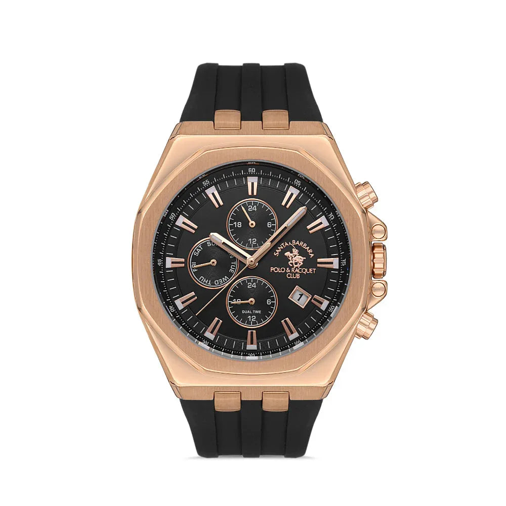 Santa Barbara Polo & Racquet Club Luxury Black Silicone Band Watch for Men SB.1.10432-4 - Daniel Klein Saudi Arabia