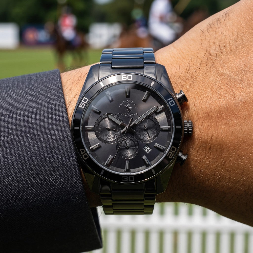 Santa Barbara Polo & Racquet Club Black Stainless Steel Watch for Men SB.1.10498-5