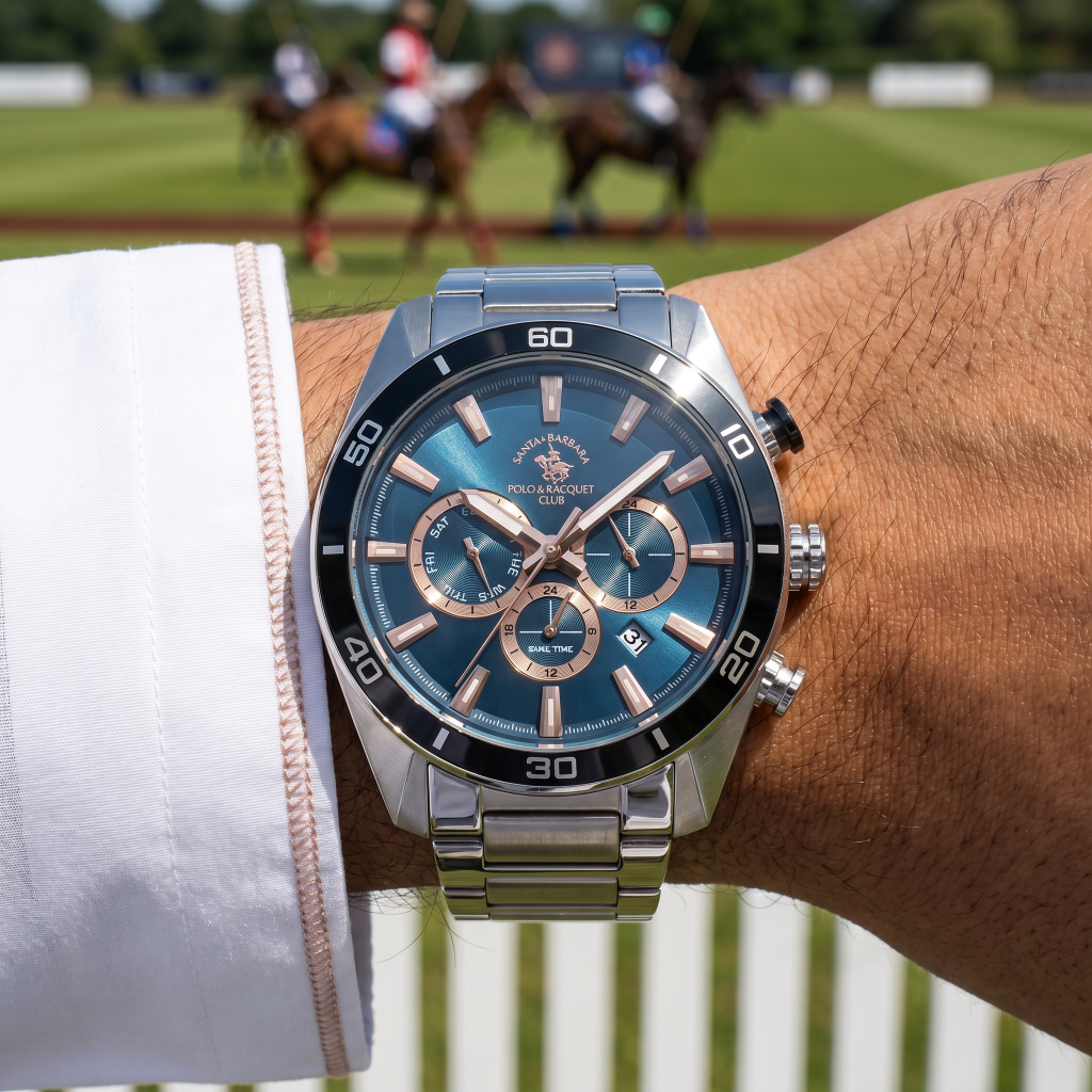 Santa Barbara Polo & Racquet Club Silver Stainless Steel Watch for Men SB.1.10498-7