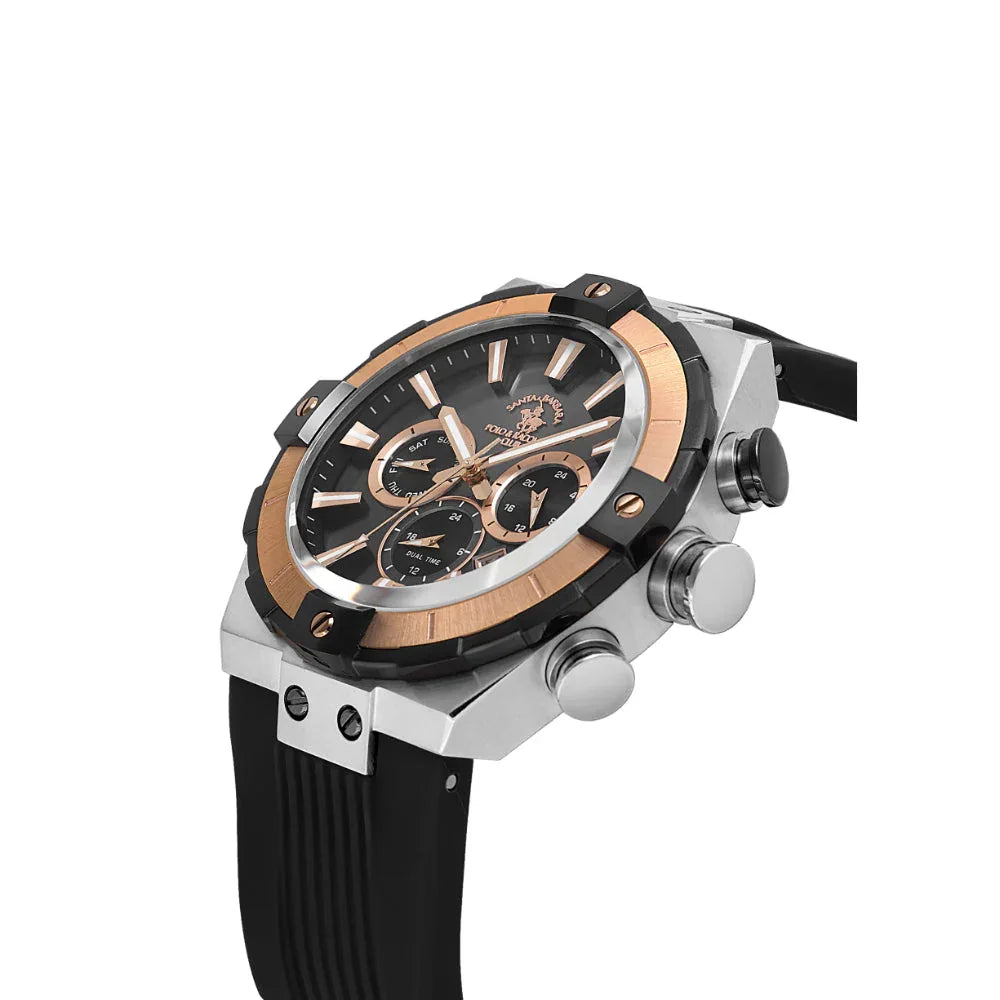 Santa Barbara Polo & Racquet Club Black Silicone Band Watch for Men SB.1.10510-10 - Daniel Klein Saudi Arabia