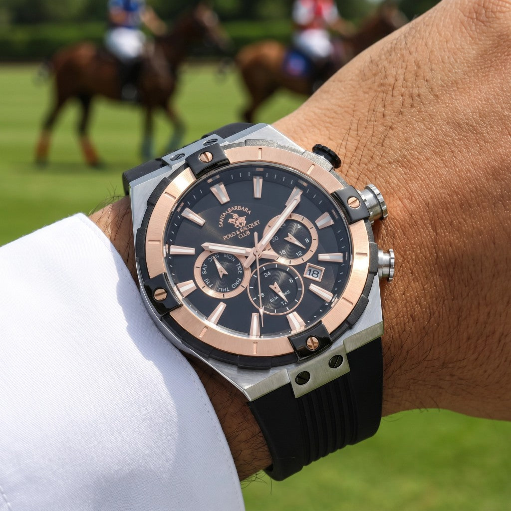 Santa Barbara Polo & Racquet Club Black Silicone Band Watch for Men SB.1.10510-10