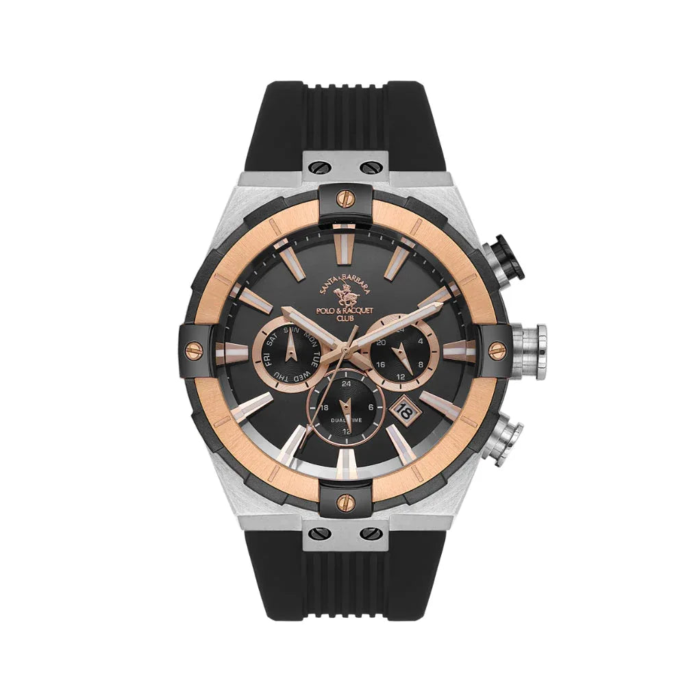 Santa Barbara Polo & Racquet Club Black Silicone Band Watch for Men SB.1.10510-10 - Daniel Klein Saudi Arabia