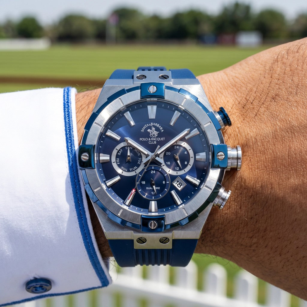 Santa Barbara Polo & Racquet Club Dark Blue Silicone Band Watch for Men SB.1.10510-9