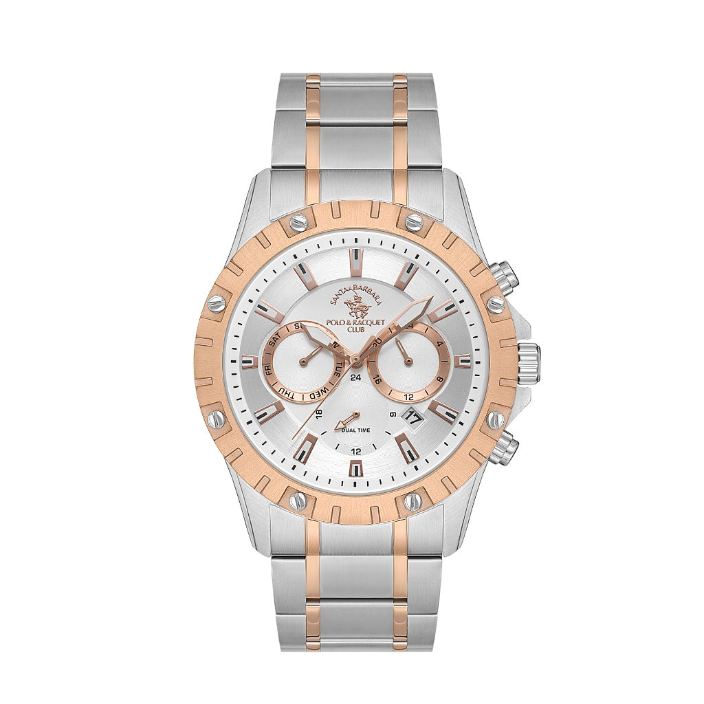 Santa Barbara Polo & Racquet Club Silver and Rose Gold Stainless Steel Watch for Men SB.1.10545-5