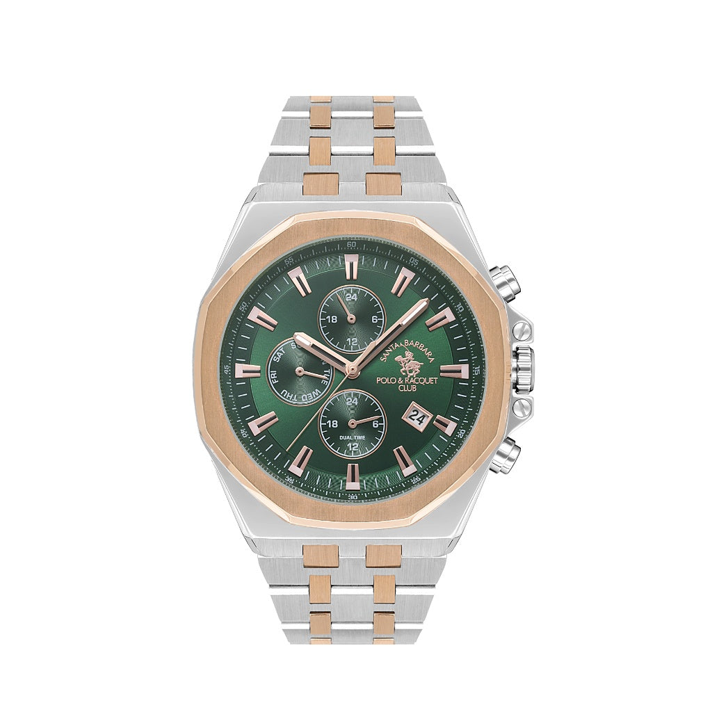 Santa Barbara Polo & Racquet Club Silver and Rose Gold Stainless Steel Watch for Men SB.1.10546-4