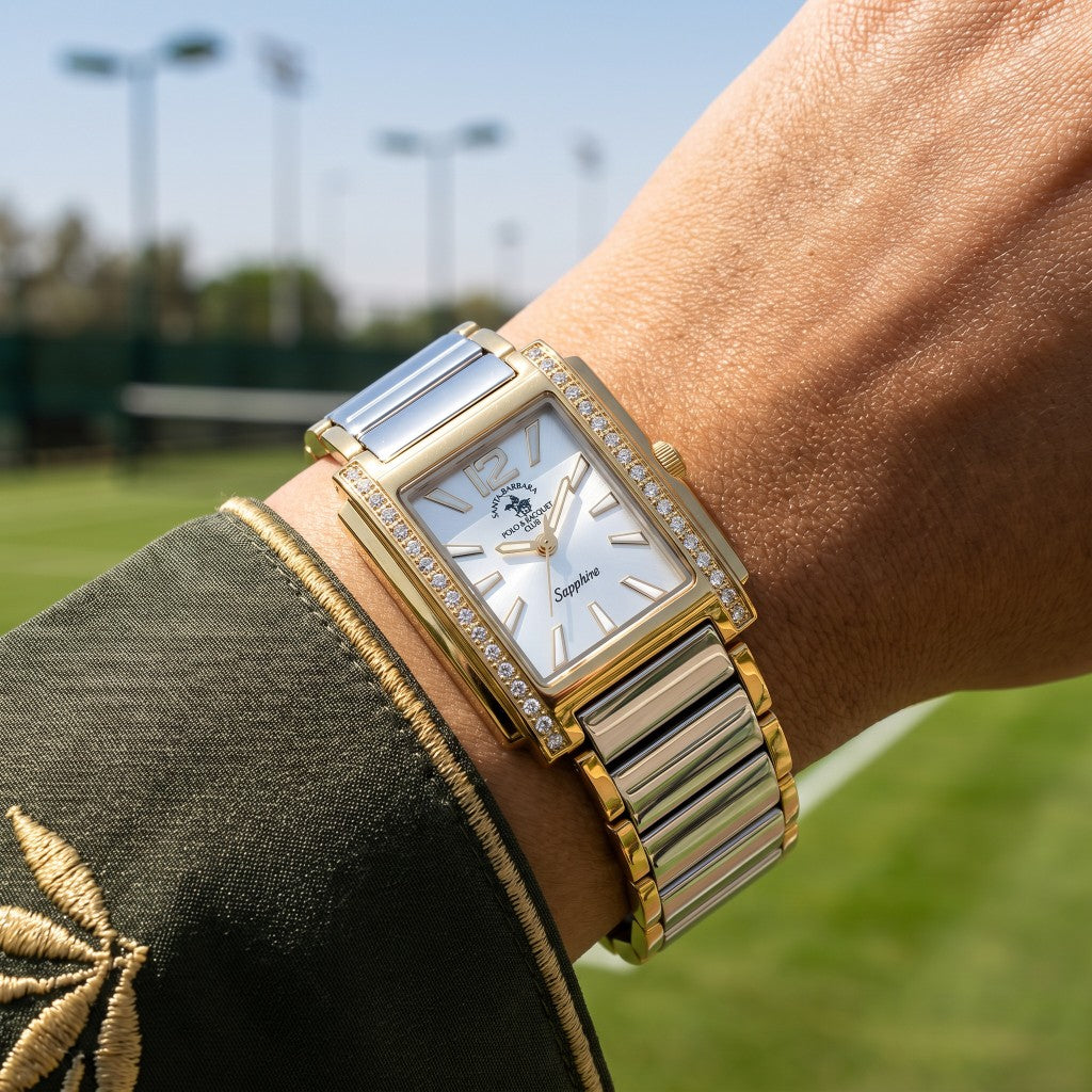 Santa Barbara Polo & Racquet Club Luxury Silver and Gold Stainless Steel Watch for Women SB.1.10547-3