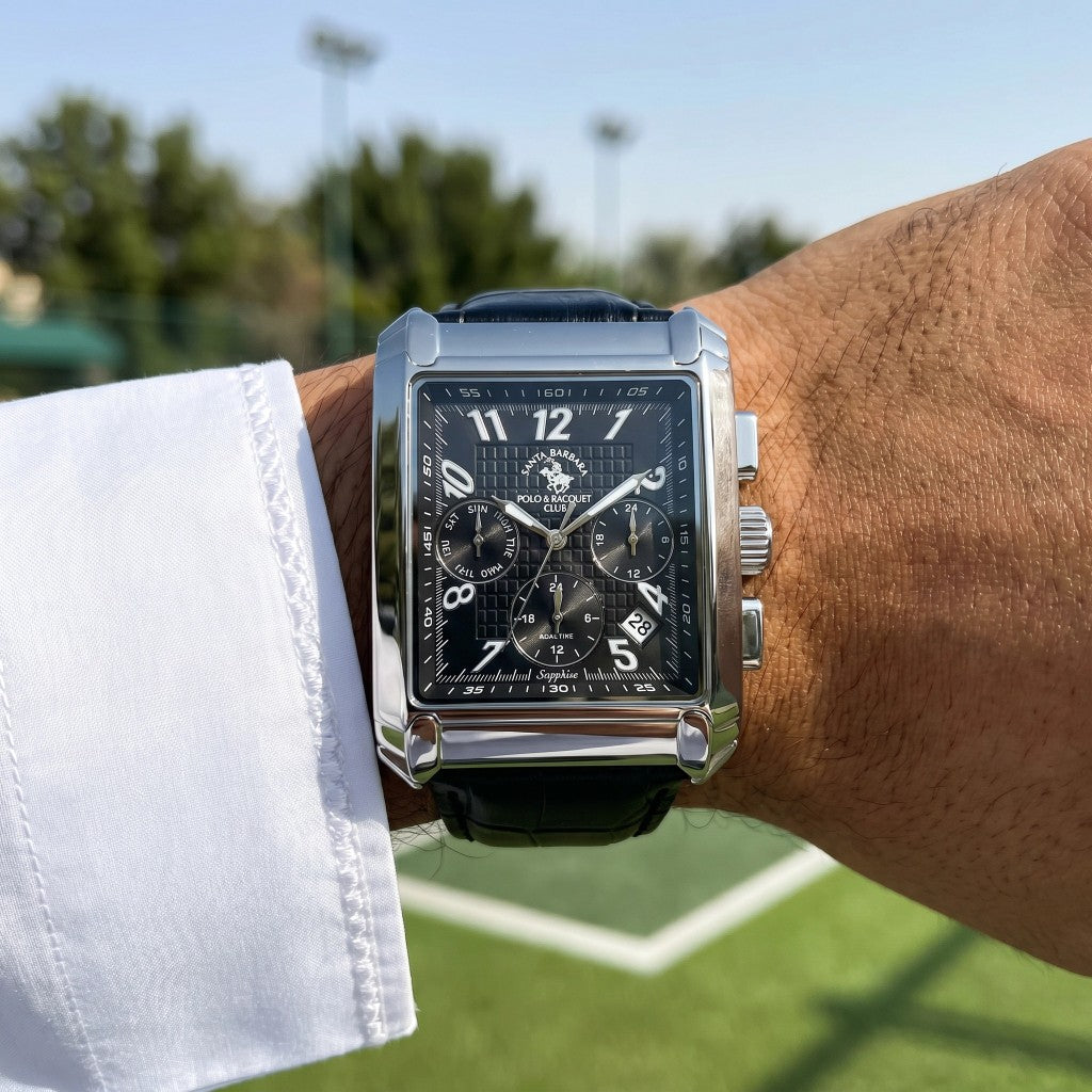 Santa Barbara Polo & Racquet Club Legend Black Genuine Leather Watch for Men SB.1.10550-1