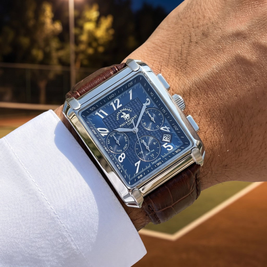 Santa Barbara Polo & Racquet Club Legend Dark Brown Genuine Leather Watch for Men SB.1.10550-3