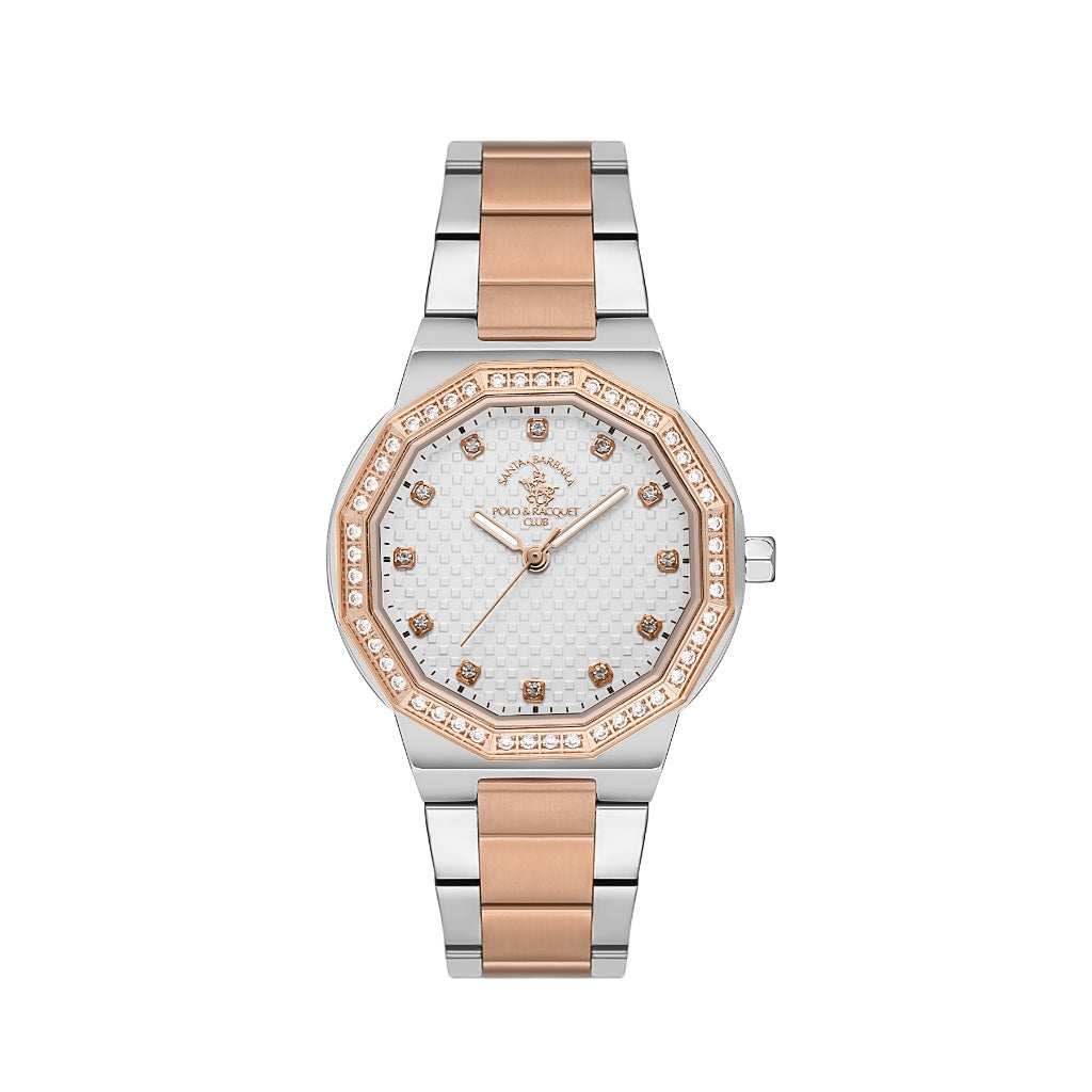 Santa Barbara Polo & Racquet Club Silver and Rose Gold Stainless Steel Watch for Women SB.1.10552-5