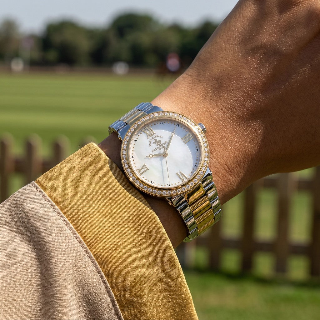 Santa Barbara Polo & Racquet Club Unique Silver and Gold Stainless Steel Watch for Women SB.1.10553-3