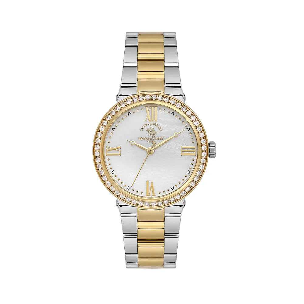 Santa Barbara Polo & Racquet Club Unique Silver and Gold Stainless Steel Watch for Women SB.1.10553-3 - Daniel Klein Saudi Arabia