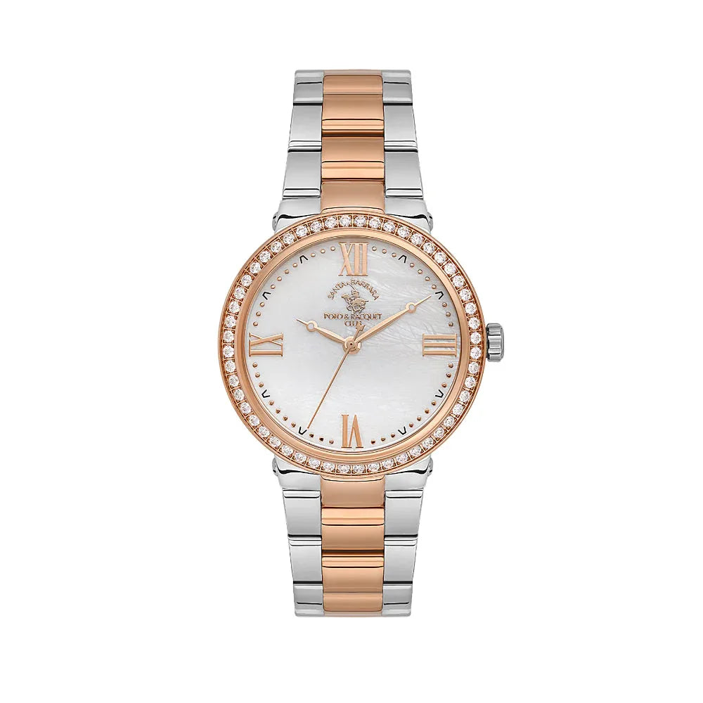 Santa Barbara Polo & Racquet Club Unique Silver and Rose Gold Stainless Steel Watch for Women SB.1.10553-5 - Daniel Klein Saudi Arabia