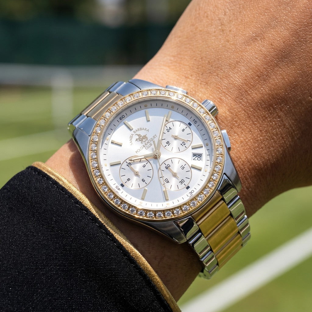 Santa Barbara Polo & Racquet Club Unique Silver and Gold Stainless Steel Watch for Women SB.1.10555-3