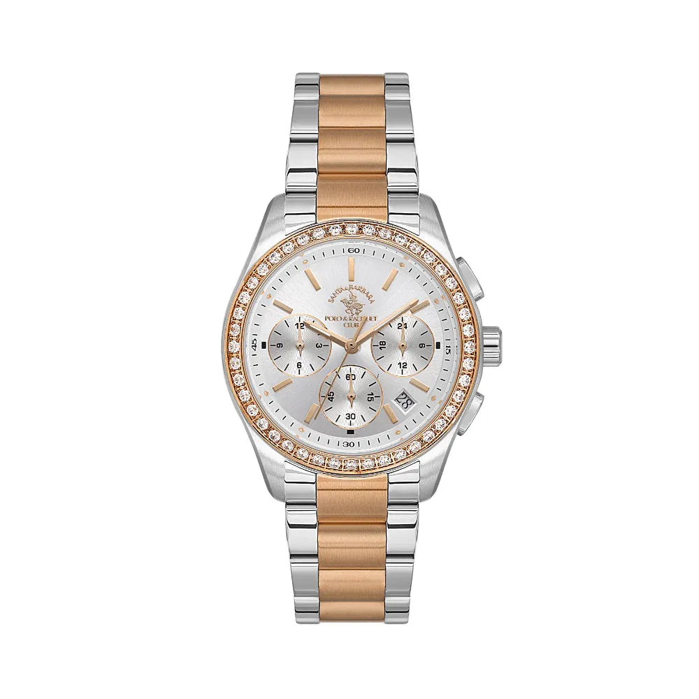 Santa Barbara Polo & Racquet Club Unique Silver and Rose Gold Stainless Steel Watch for Women SB.1.10555-5 - Daniel Klein Saudi Arabia