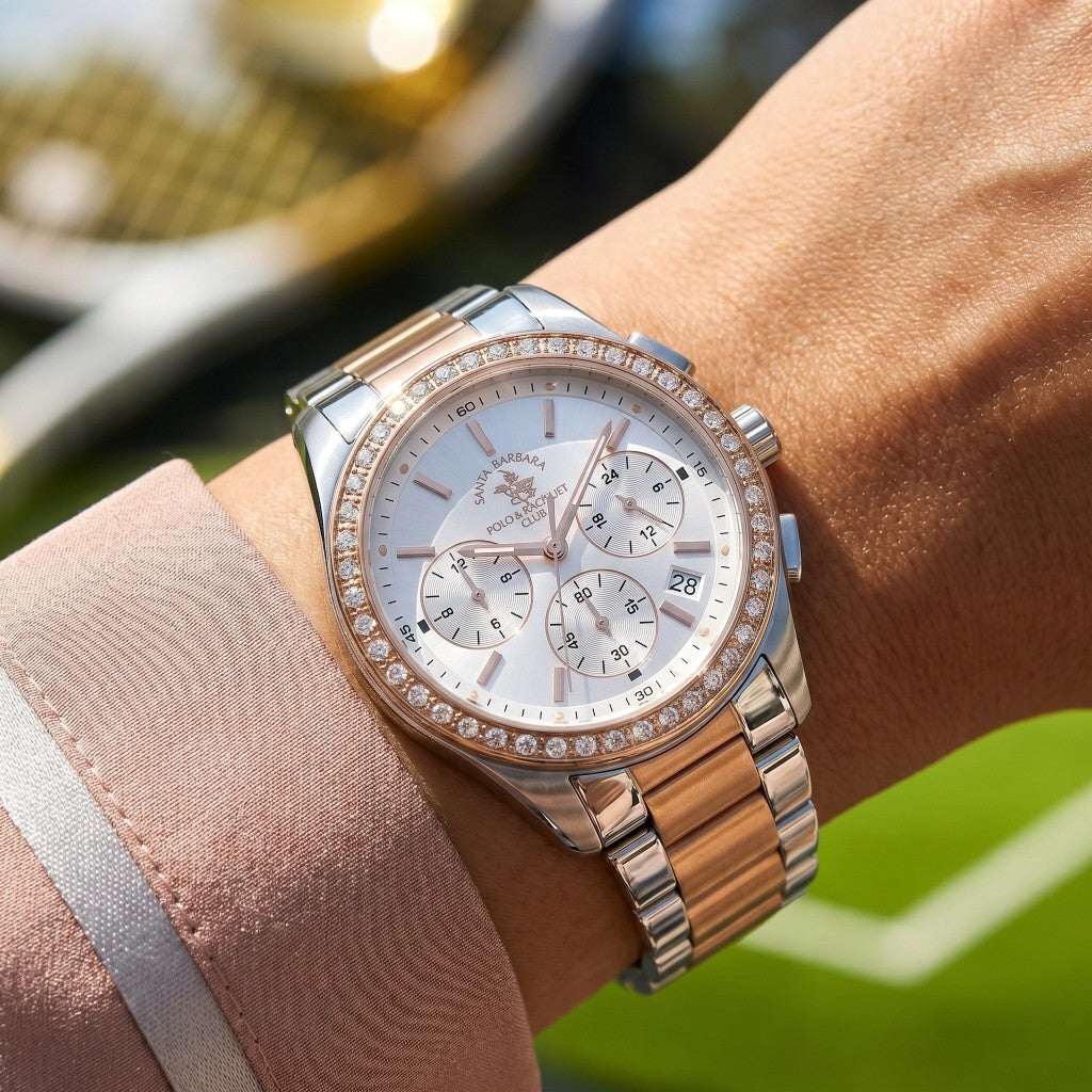 Santa Barbara Polo & Racquet Club Unique Silver and Rose Gold Stainless Steel Watch for Women SB.1.10555-5