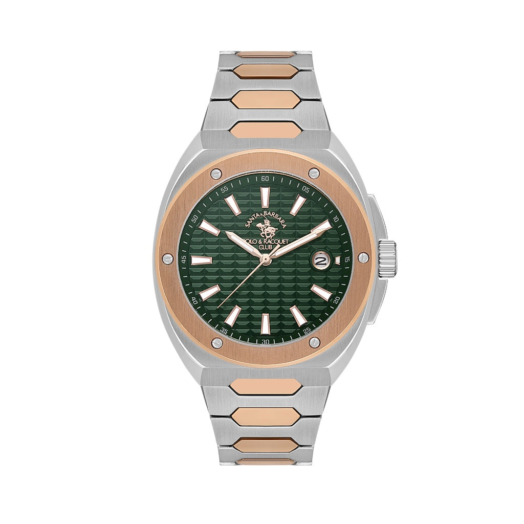Santa Barbara Polo & Racquet Club Silver and Rose Gold Stainless Steel Watch for Men SB.1.10557-4