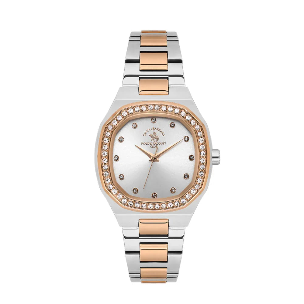 Santa Barbara Polo & Racquet Club Silver and Rose Gold Stainless Steel Watch for Women SB.1.10625-8 - Daniel Klein Saudi Arabia