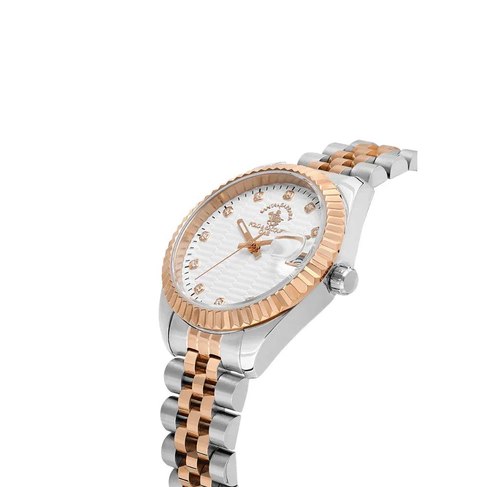 Santa Barbara Polo & Racquet Club Silver and Rose Gold Stainless Steel Watch for Women SB.1.10643-4 - Daniel Klein Saudi Arabia
