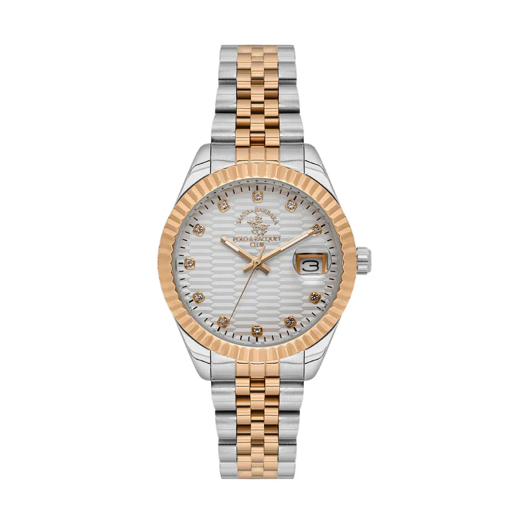 Santa Barbara Polo & Racquet Club Silver and Rose Gold Stainless Steel Watch for Women SB.1.10643-4 - Daniel Klein Saudi Arabia
