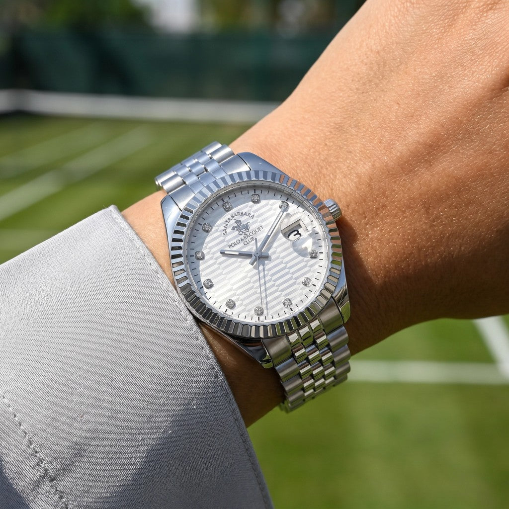 Santa Barbara Polo & Racquet Club Silver Stainless Steel Watch for Women SB.1.10643-5