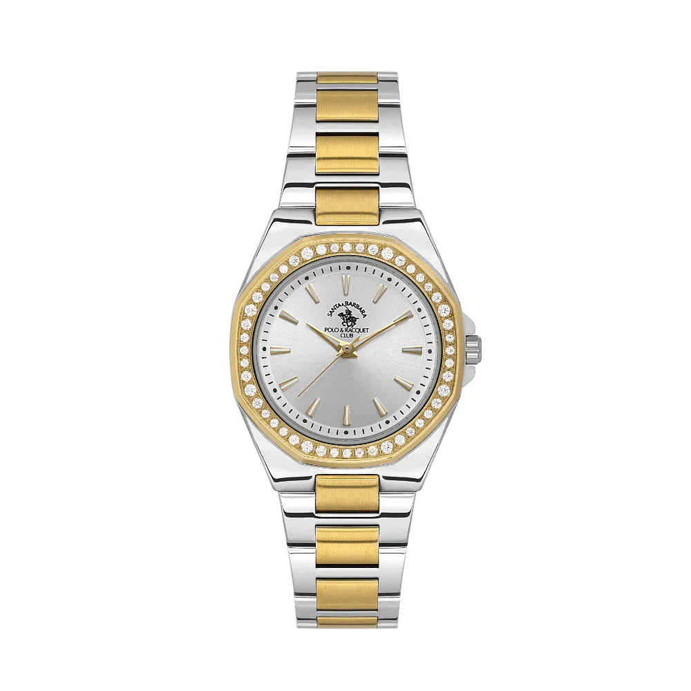 Santa Barbara Polo & Racquet Club Unique Silver and Gold Stainless Steel Watch for Women SB.1.10647-4 - Daniel Klein Saudi Arabia