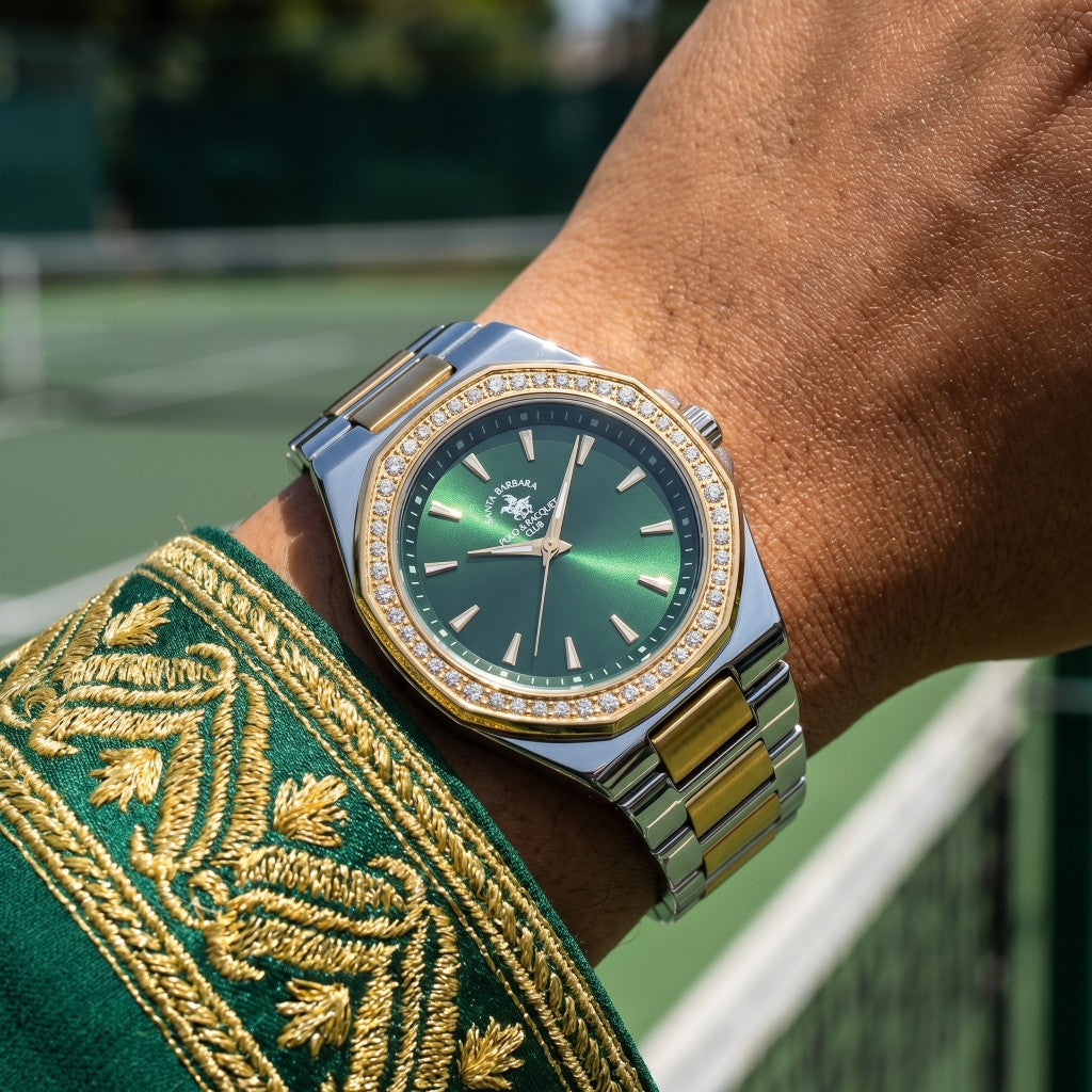 Santa Barbara Polo & Racquet Club Unique Silver and Gold Stainless Steel Watch for Women SB.1.10647-5