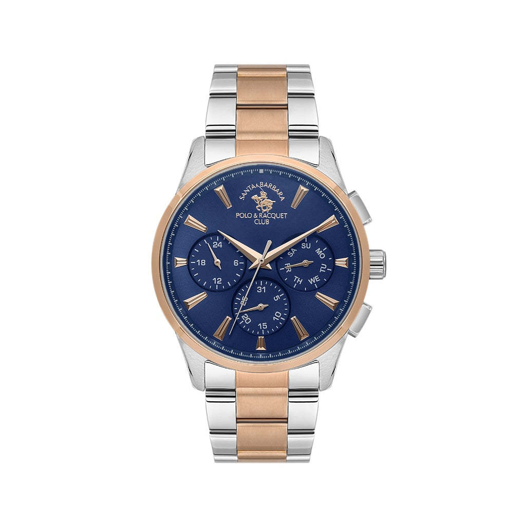 Santa Barbara Polo & Racquet Club Silver and Rose Gold Stainless Steel Watch for Men SB.1.10648-7