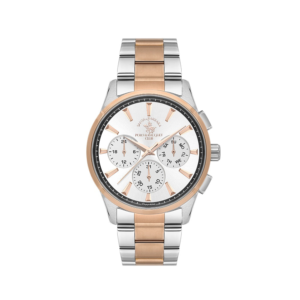 Santa Barbara Polo & Racquet Club Silver and Rose Gold Stainless Steel Watch for Men SB.1.10648-8