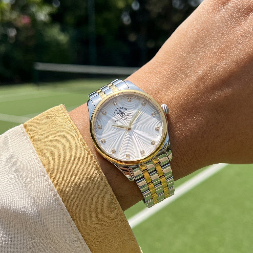 Santa Barbara Polo & Racquet Club Unique Silver and Gold Stainless Steel Watch for Women SB.1.10649-4