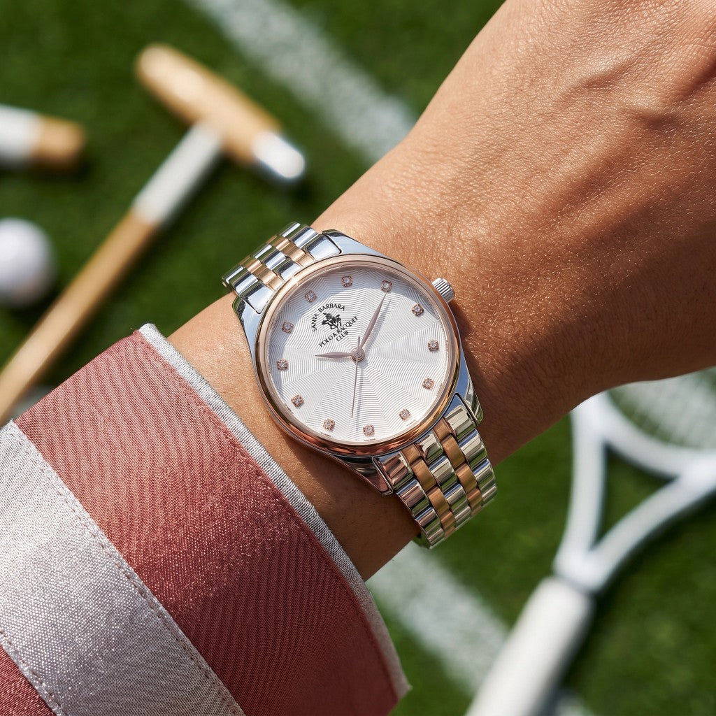 Santa Barbara Polo & Racquet Club Unique Silver and Rose Gold Stainless Steel Watch for Women SB.1.10649-6