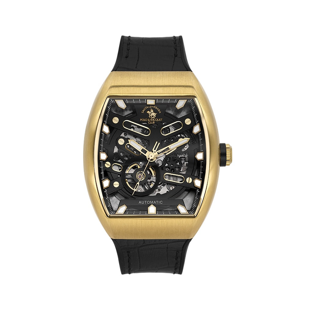 Santa Barbara Polo & Racquet Club Black Genuine Leather Watch for Men SB.1.10650-4