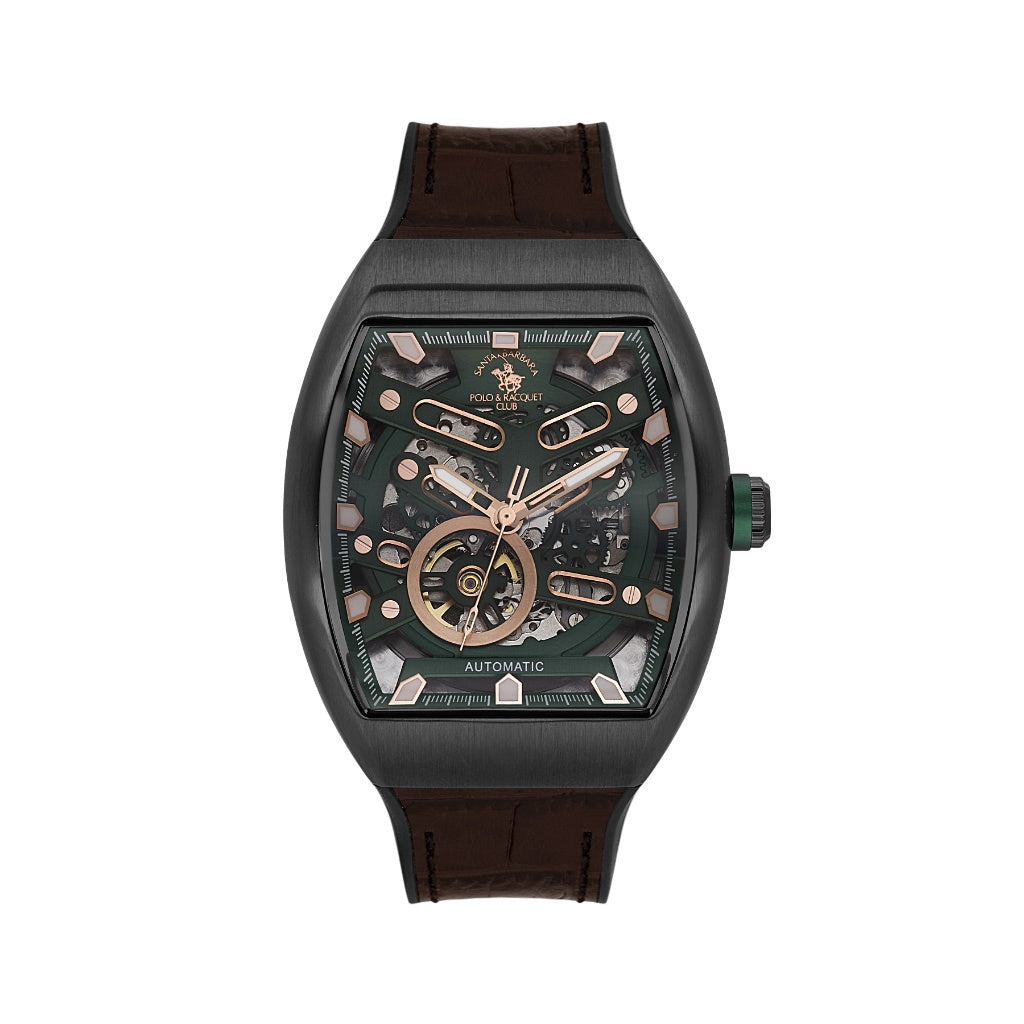 Santa Barbara Polo & Racquet Club Dark Brown Genuine Leather Watch for Men SB.1.10650-5