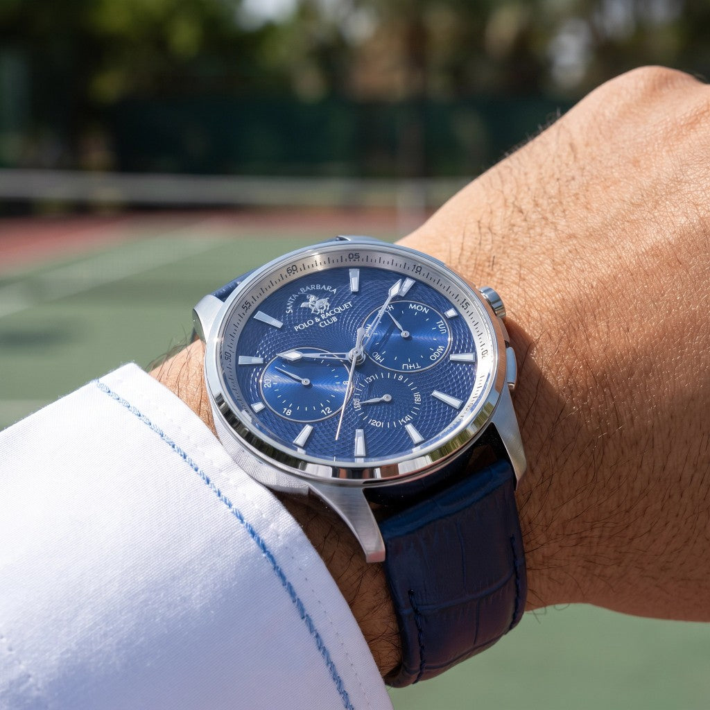 Santa Barbara Polo & Racquet Club Legend Dark Blue Genuine Leather Watch for Men SB.1.10652-3