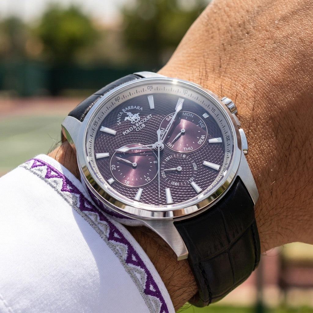 Santa Barbara Polo & Racquet Club Legend Black Genuine Leather Watch for Men SB.1.10652-4
